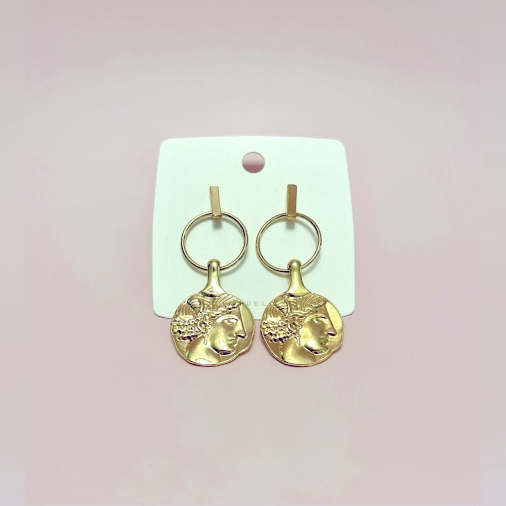 Gold Medallion Earrings